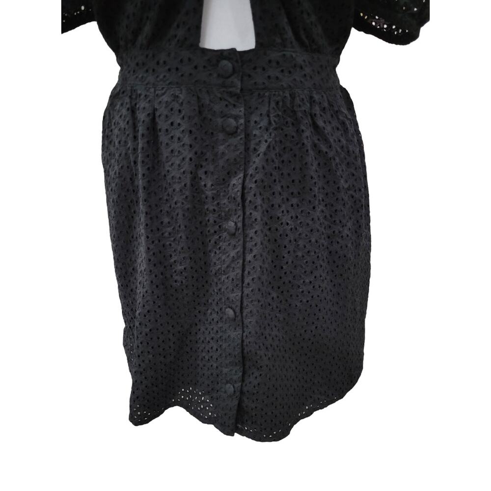 ZARA‎ Mini Dress Size Small Black Women's Cut out Eyelet Lace - Picture 5 of 14